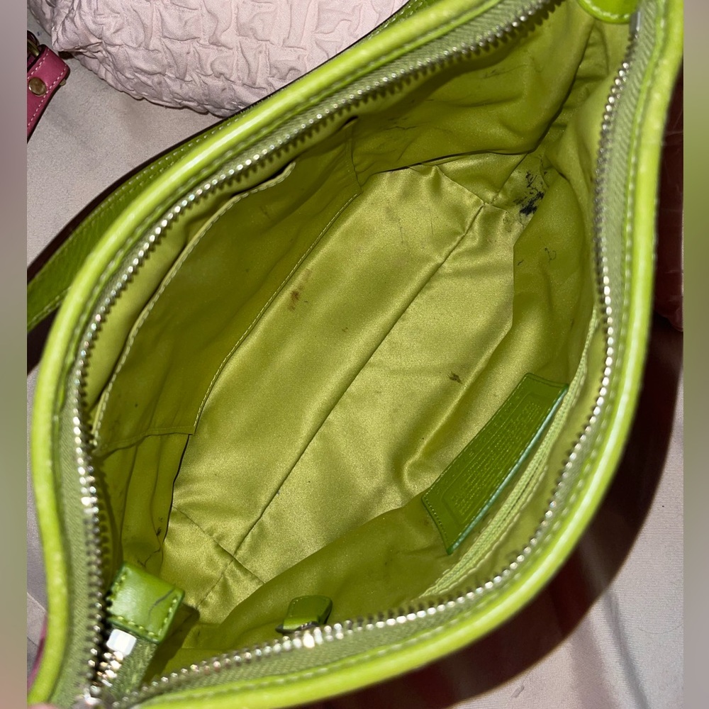 Coach Mini Bag in Pink and Lime Green - Picture 9 of 12